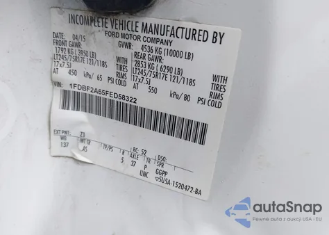 2015 Ford F-250 Xl из США, поврежденный, VIN 1FDBF2A65FED58322